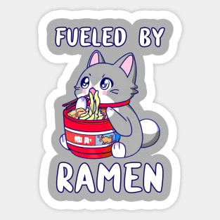 Fueled By Ramen, Kawaii Cat Shirt, Anime Kitten T-Shirt, Nerd Cat Shirt, Anime Cat Apparel, Kawaii Animal Gift, Kawaii Cat T-Shirt, Korean Noodle Shirt, Kawaii Anime Shirt, Cat Ramen T-Shirt, Cute Asian Food Tee, Ramen Kitten Tees, Ramen Cat Clothing Sticker